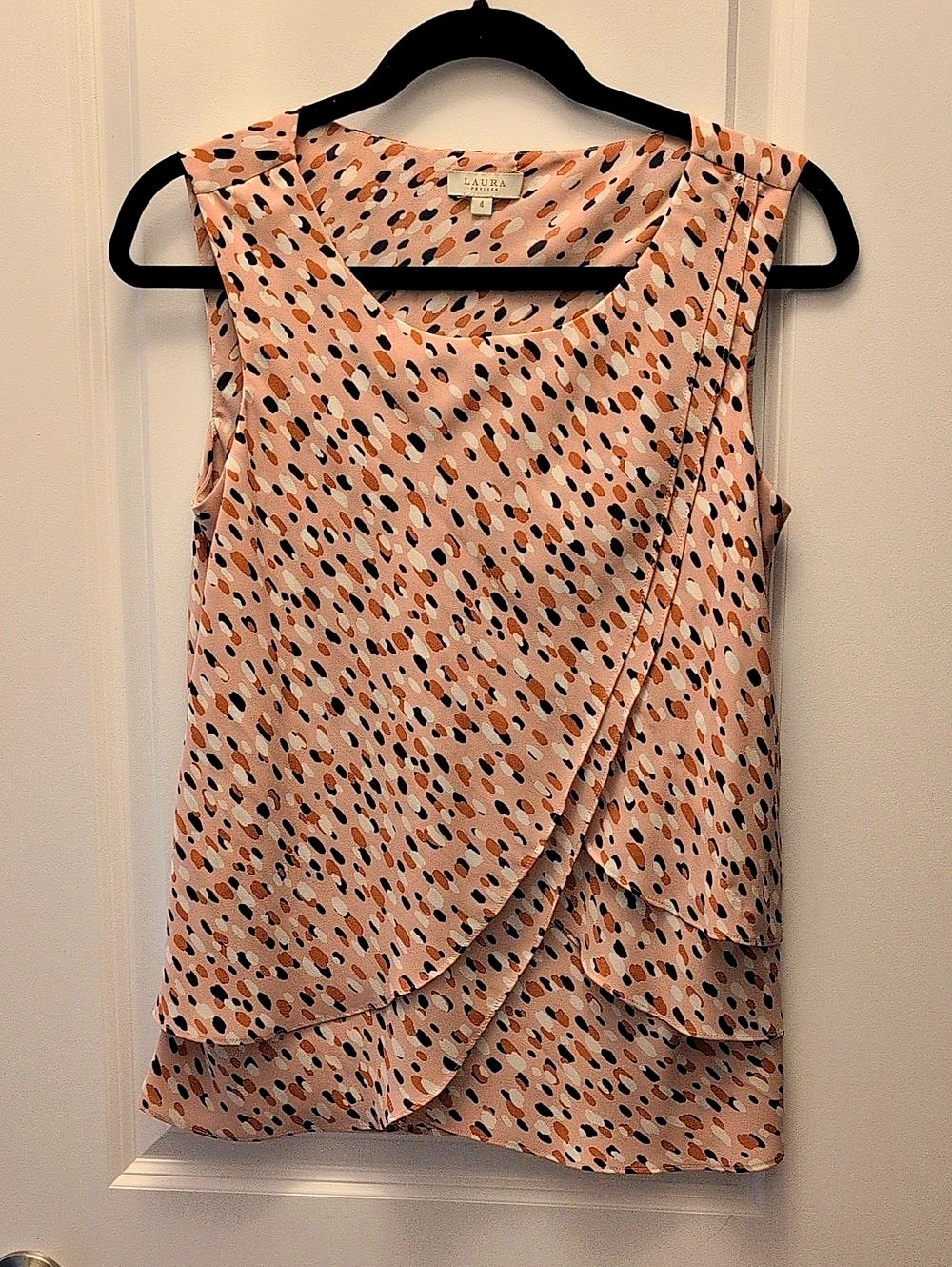 Laura Ashley Abstract Print Blouse in Pink & Blue Size 4 Like New